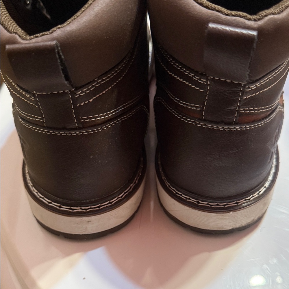 Men's Brown Leather- Like Boots - Picture 4 of 8